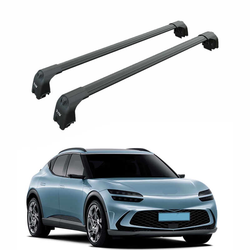 For Genesis GV60 2022-2025 Roof Rack Cross Bars Metal Bracket Flush Rail Alu Black