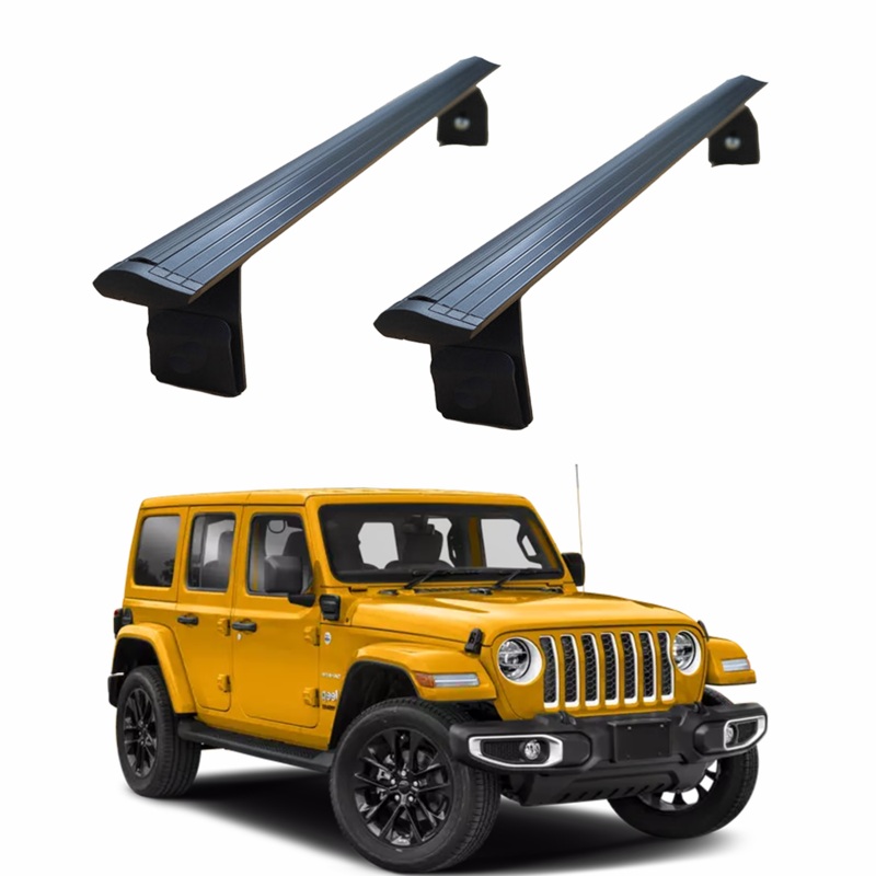For Jeep Wrangler JL 2018-2025 Roof Rack Cross Bars Metal Bracket Rain Gutters Black