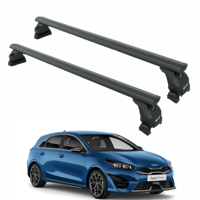 For KIA Ceed 2018-Up Roof Rack Cross Bars Fix Point Alu Black