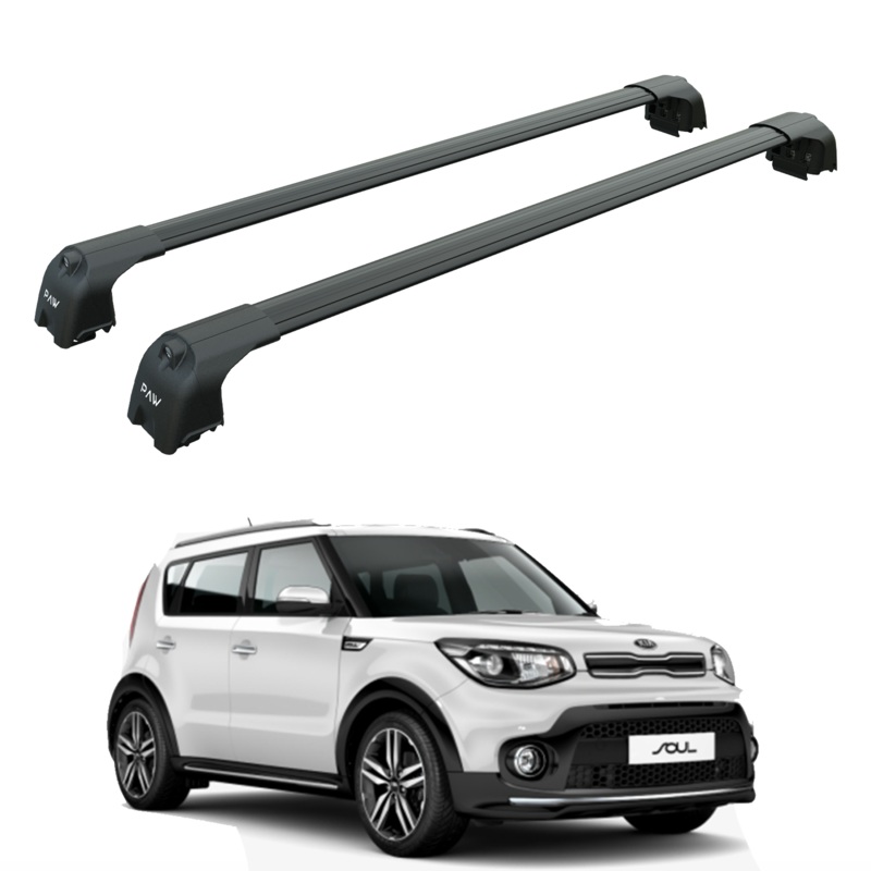 For Kia Soul 2014-2019 Roof Rack Cross Bars Flush Rail Pro 2 Black