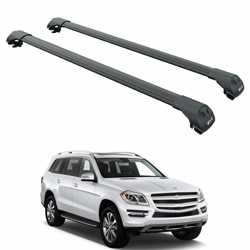 For Mercedes GLS X166 2012-2019 Roof Rack Cross Bars Raised Rail Alu Black