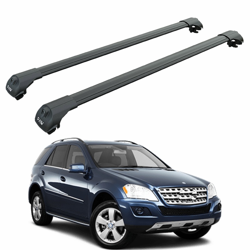 For Mercedes M W164 2005-2011 Roof Rack Cross Bars Raised Rail Black