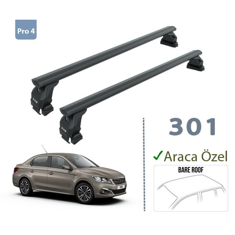 For Peugeot 301 2012-2025 Roof Rack System Carrier Cross Bars Aluminum Black