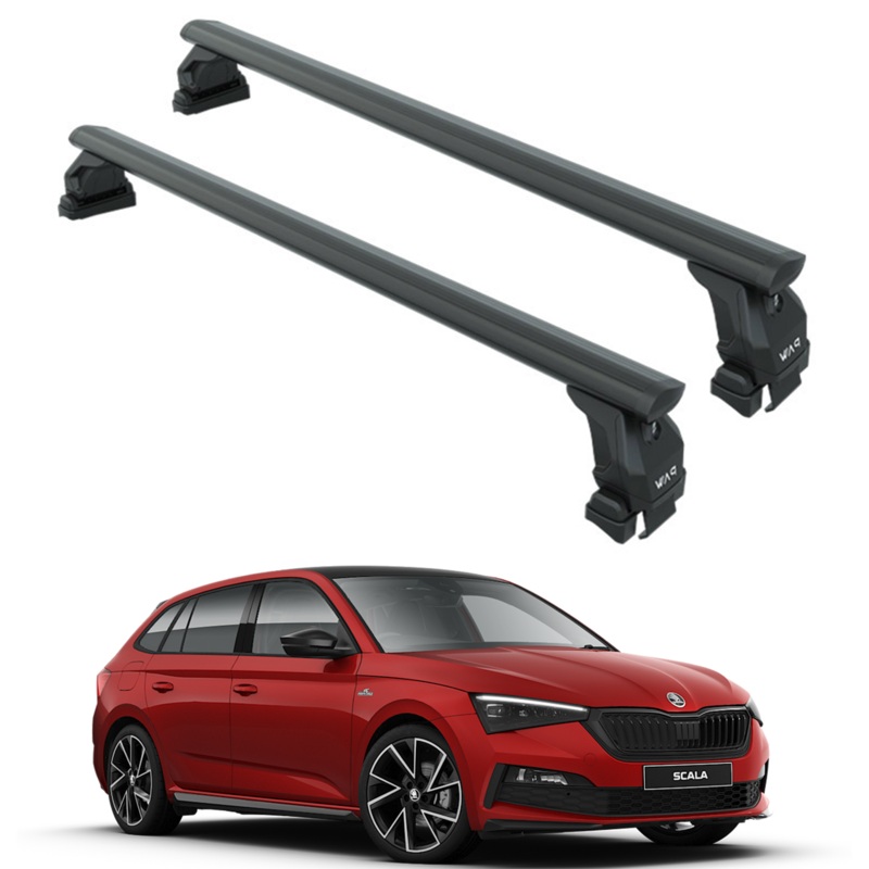 For Skoda Scala 2019-2025 Aluminum Roof Rack System Carrier Cross Bars Black