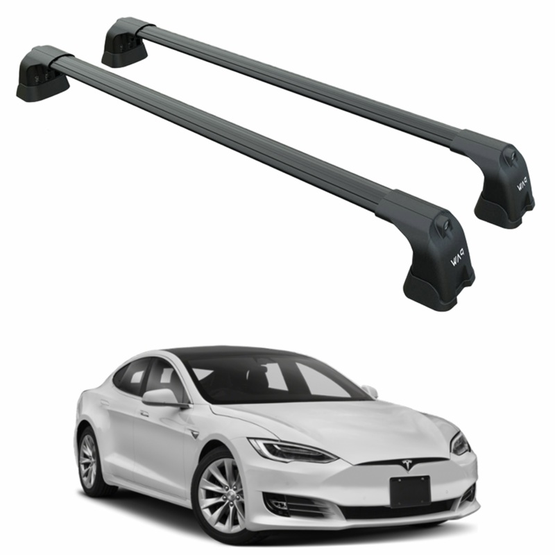 For Tesla Model S (2016-2021) Roof Rack Cross Bars  Metal Bracket Fix Point  Aluminum  Black