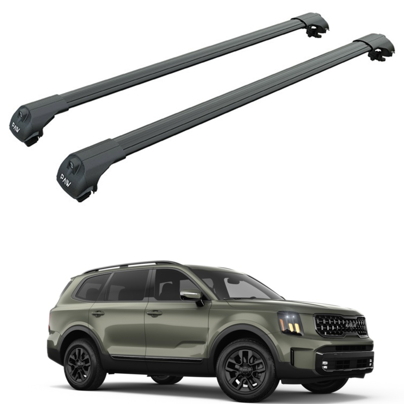 Roof Racks for Kia Telluride Roof Rack Cross Bars Raised Rail Alu Pro 1 Black