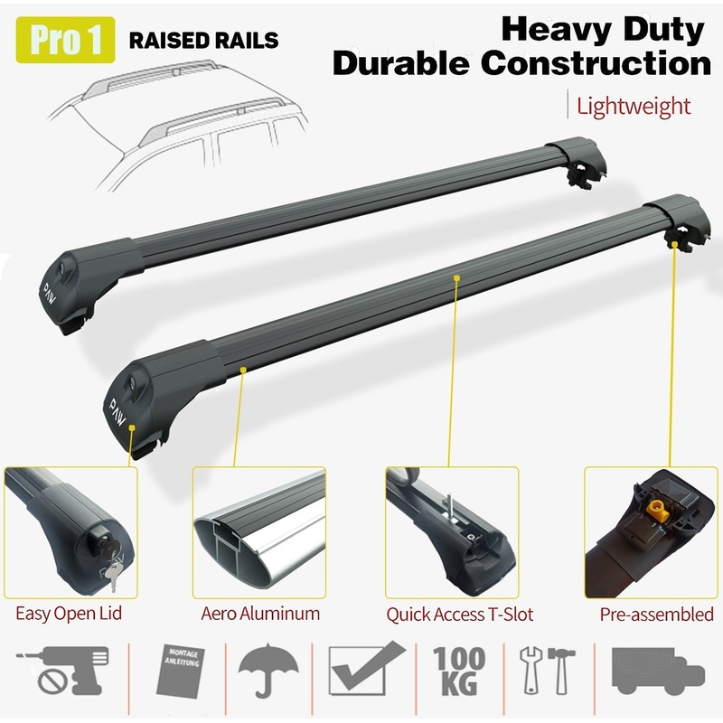 For Peugeot 2008 2013-2019 Roof Rack System Carrier Cross Bars Aluminum Black