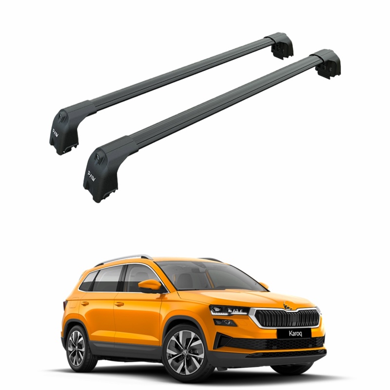 For Skoda Karoq 2017-2025 Roof Rack System Carrier Cross Bars Aluminum Black