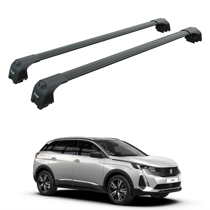 Peugeot 3008 2017-2024 Roof Rack System Carrier Cross Bars Flush Roof Black