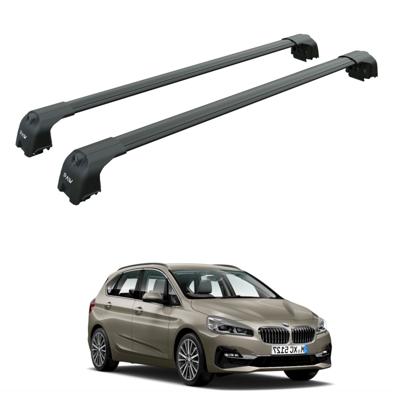 For Bmw 2 Active Tourer F45 2014-2021 Roof Rack Cross Bars Flush Rail Black