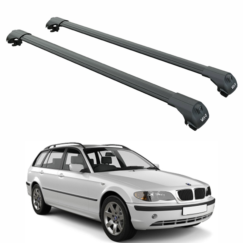 For Bmw 3 Touring E46 1998-2005 Roof Rack Cross Bars Raised Rail Black
