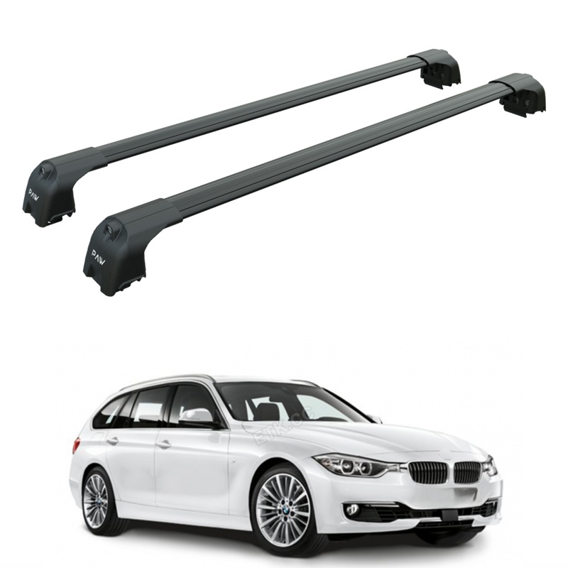For Bmw 3 Touring F31 2012-2019 Roof Rack Cross Bars Flush Rail Black