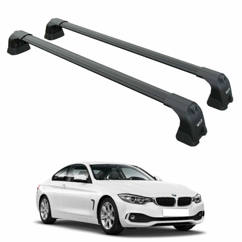 For Bmw 4 Series Coupe F32 (2013-2020)  Roof Rack Cross Bars (Fix Point, Aluminum, Black)