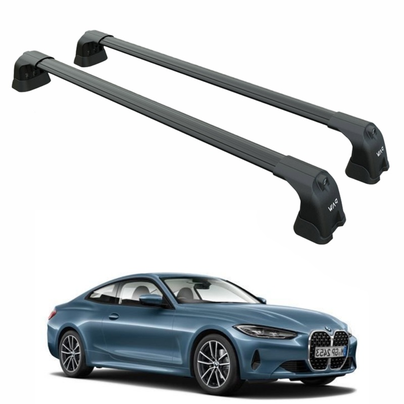 For Bmw 4 Series Coupe G22 (2021-2025)  Roof Rack Cross Bars (Fix Point, Aluminum, Black)