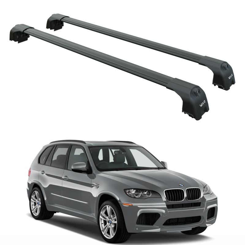 For Bmw X5 (E70) 2007-2014 Roof Rack Cross Bars Flush Rail Alu Black