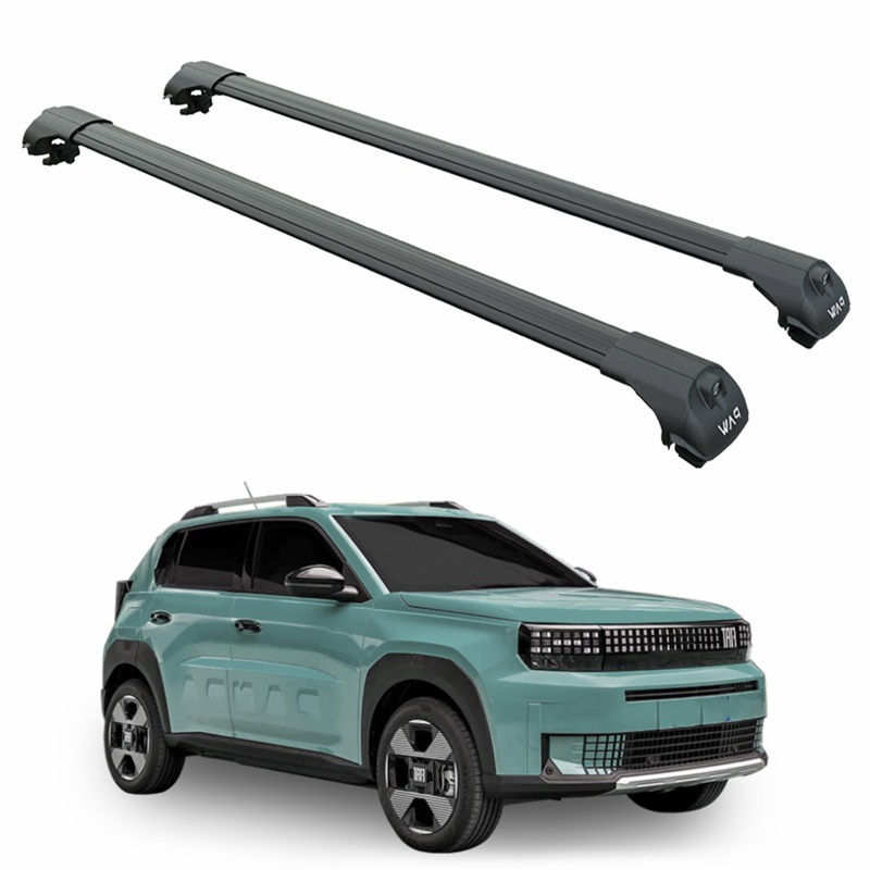 For Fiat Grande Panda Roof Rack Cross Bar Raised Rail Black