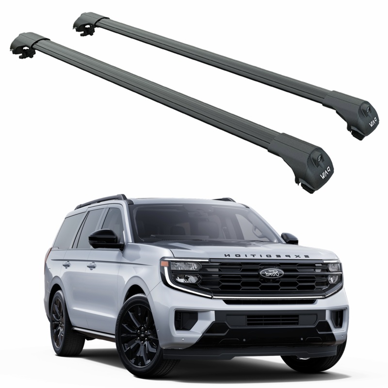 For Ford Expedition 2025- Up Roof Rack Cross Bars Raised Rail Alu Black