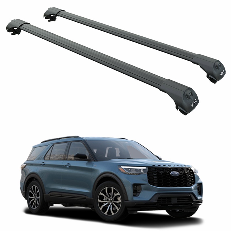 For Ford Explorer 2025- Up Roof Rack Cross Bars Raised Rail Alu Black