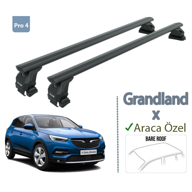 For Opel Grandland X 2017-2025 Roof Rack System Carrier Cross Bars Aluminum Black