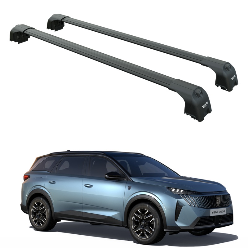 For Peugeot 5008 2024- Up Roof Rack Cross Bars Metal Bracket Flush Rail Black