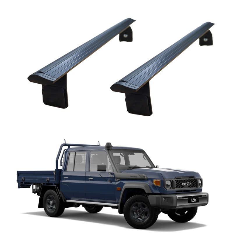 For Toyota Land Cruiser 70 Roof Rack Cross Bars Aluminum Rain Gutter Black