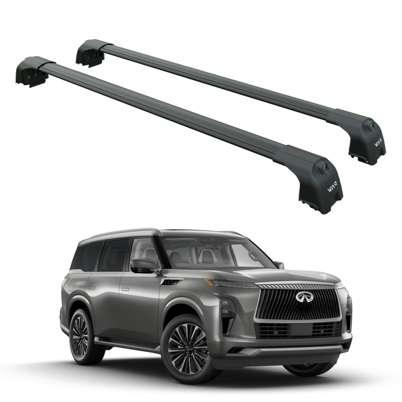 For Infiniti QX80 2025- Up Roof Rack System, Aluminium Cross Bar, Black