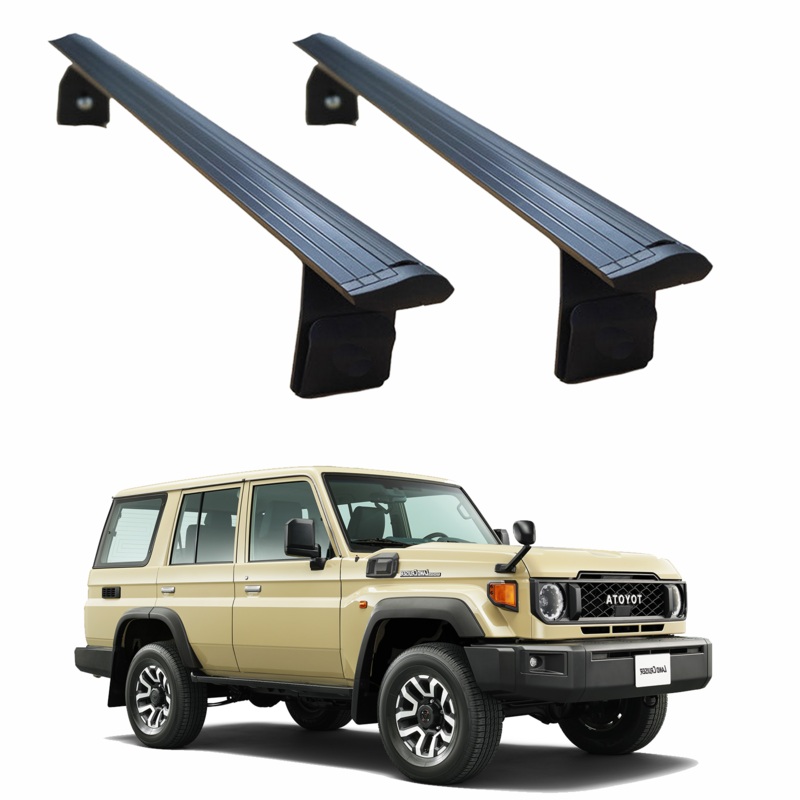 For Toyota Land Cruiser J70 Roof Rack Cross Bars Aluminum Rain Gutter Black