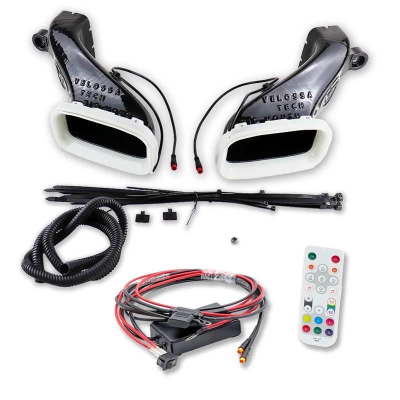 VELOSSA TECH 2017-2023 Kia Stinger 3.3T/2.0T/2.5T Dual BIG MOUTH “LIT KIT” Ram Air Intake Snorkels Black