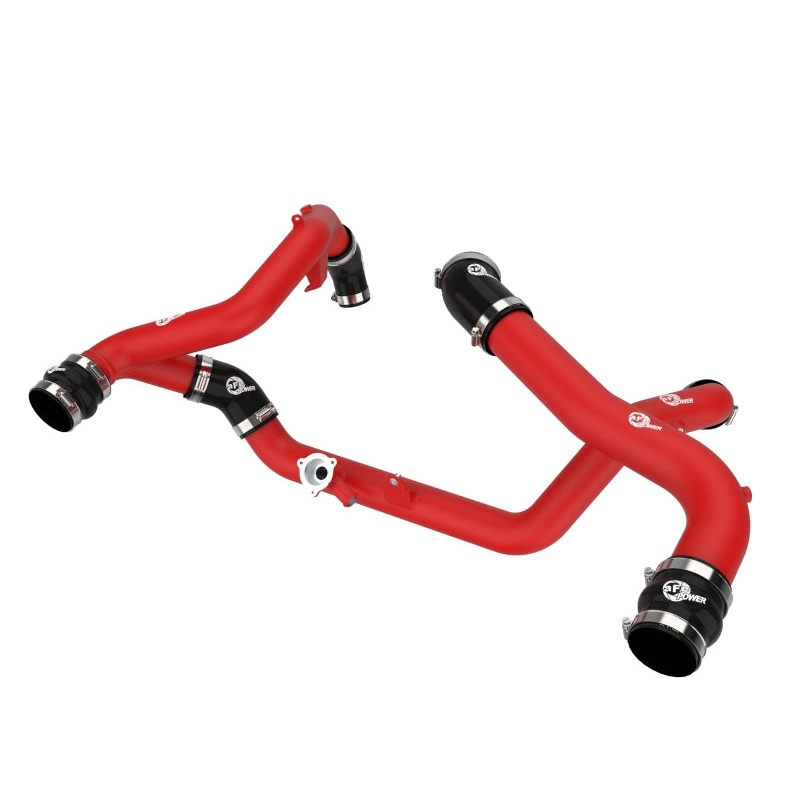 aFe Bladerunner 2-1/4 IN Aluminum Charge Pipes 20-25 3.0tt Ford Explorer/Explorer ST 20-21 (fits thru 09/21 Build Date) Wrinkle Red Hot Side