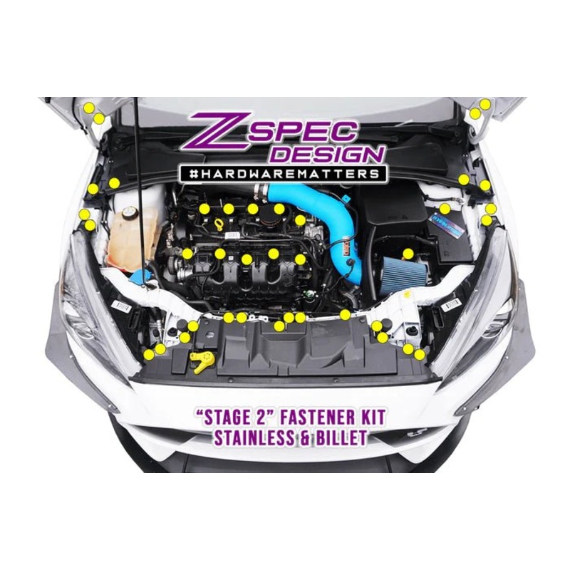ZSPEC “STAGE 2” DRESS UP BOLTS FASTENER KIT FOR FORD FOCUS RS & ST, STAINLESS & BILLET Gloss Black