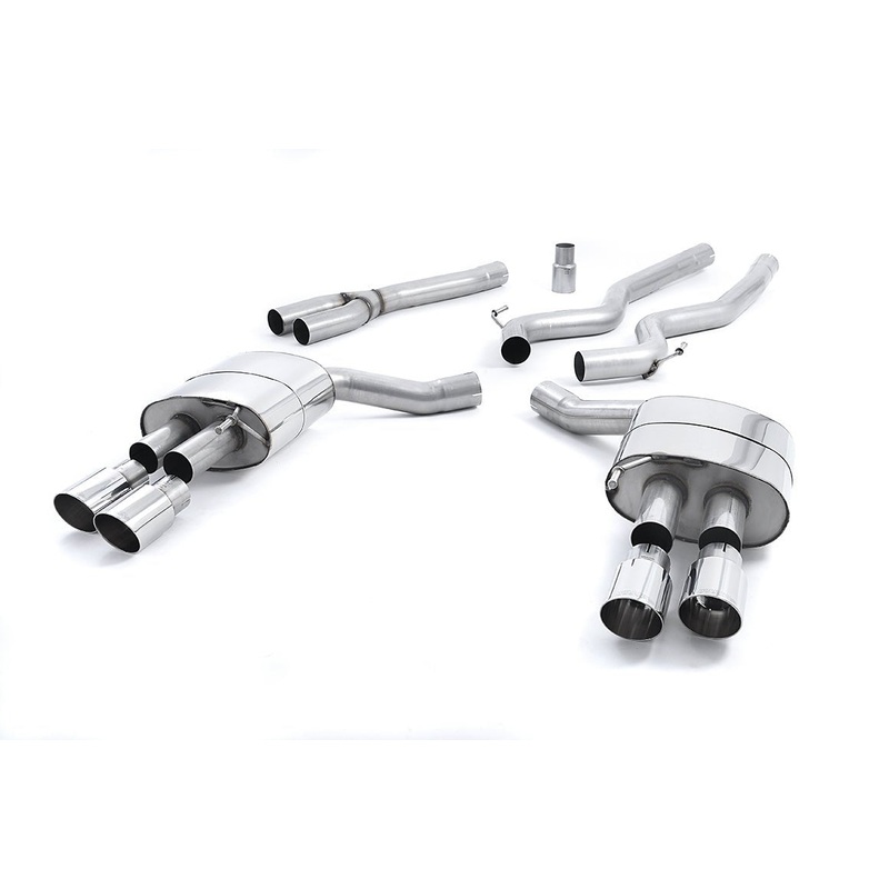 Milltek QUAD OUTLET NON RESONATED CAT BACK (Mustang Ecoboost 15-23) Polished
