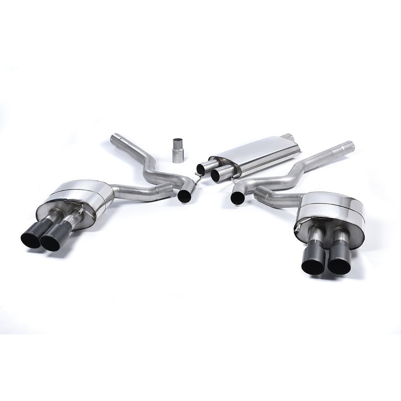 Milltek QUAD OUTLET RESONATED CAT BACK (Mustang Ecoboost 15-23) Polished