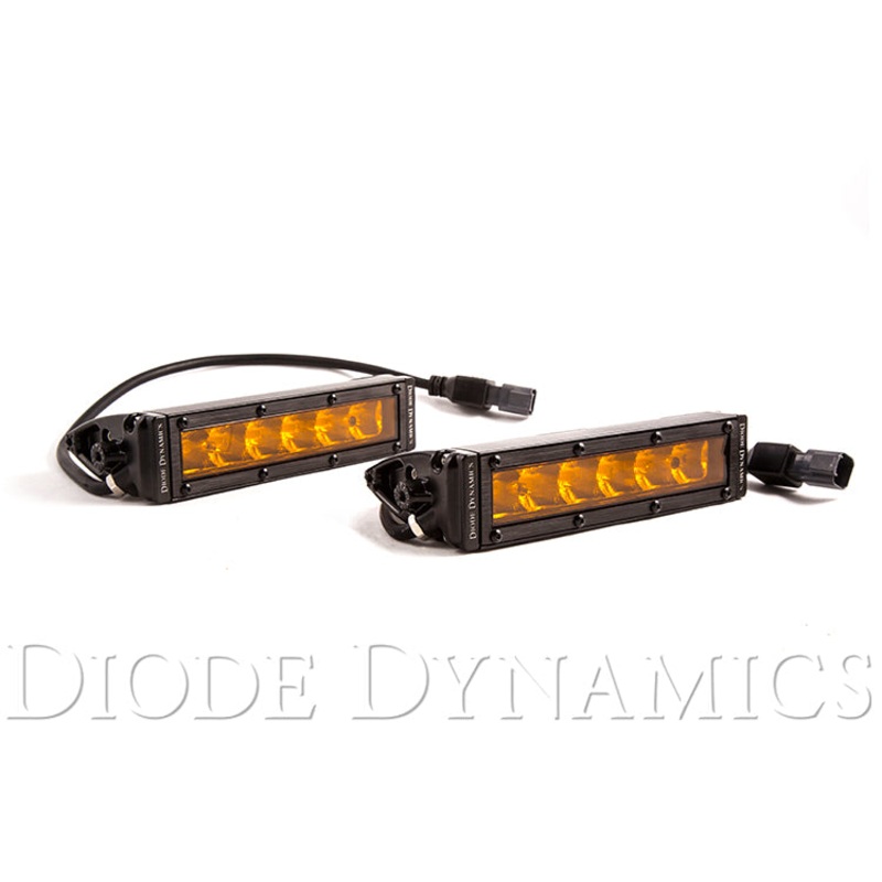 6 Inch LED Light Bar Single Row Straight SS6 Amber Driving Light Bar Pair Diode Dynamics