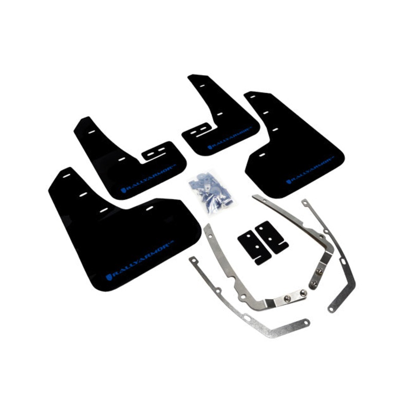 Rally Armor 2015+ MKVII VW Golf/GTI/TSI/AT/SW Mud Flaps / MK7.5 Golf R (18-19) Black (Blue logo)