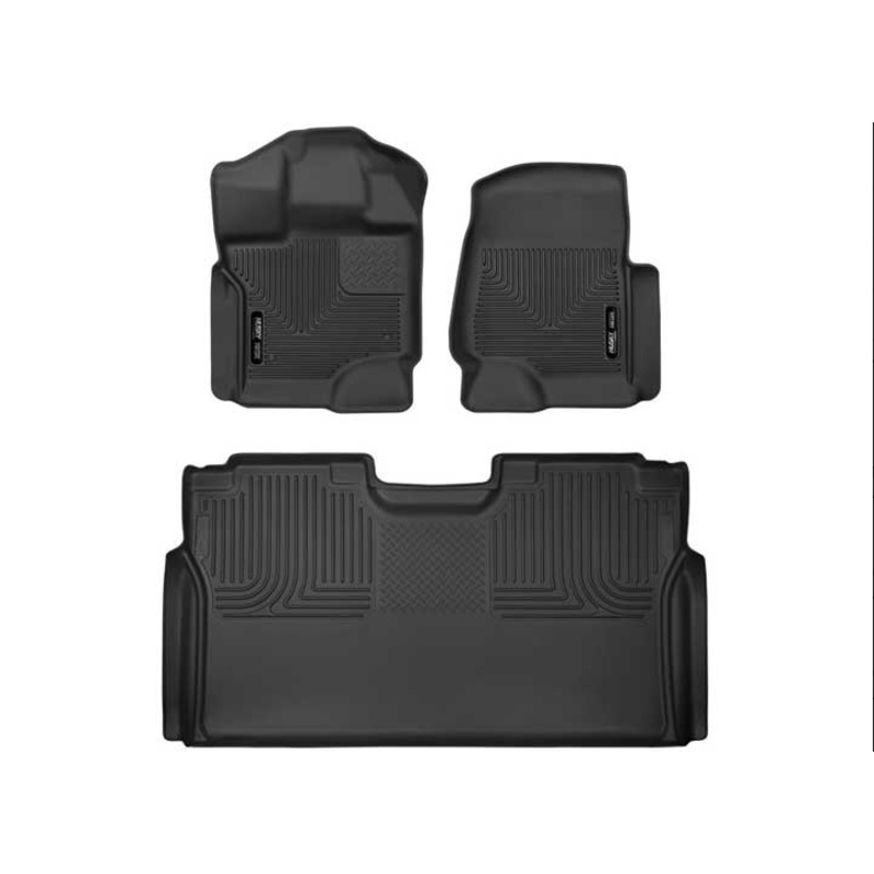 F150 CREW X-ACT CONTOUR SERIES BLACK FRONT & 2ND ROW FLOOR LINERS