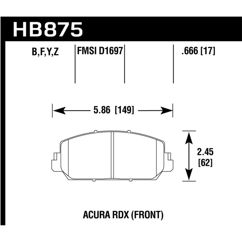 Hawk 14-17 Acura RDX/RLX Performance Ceramic Street Front Brake Pads