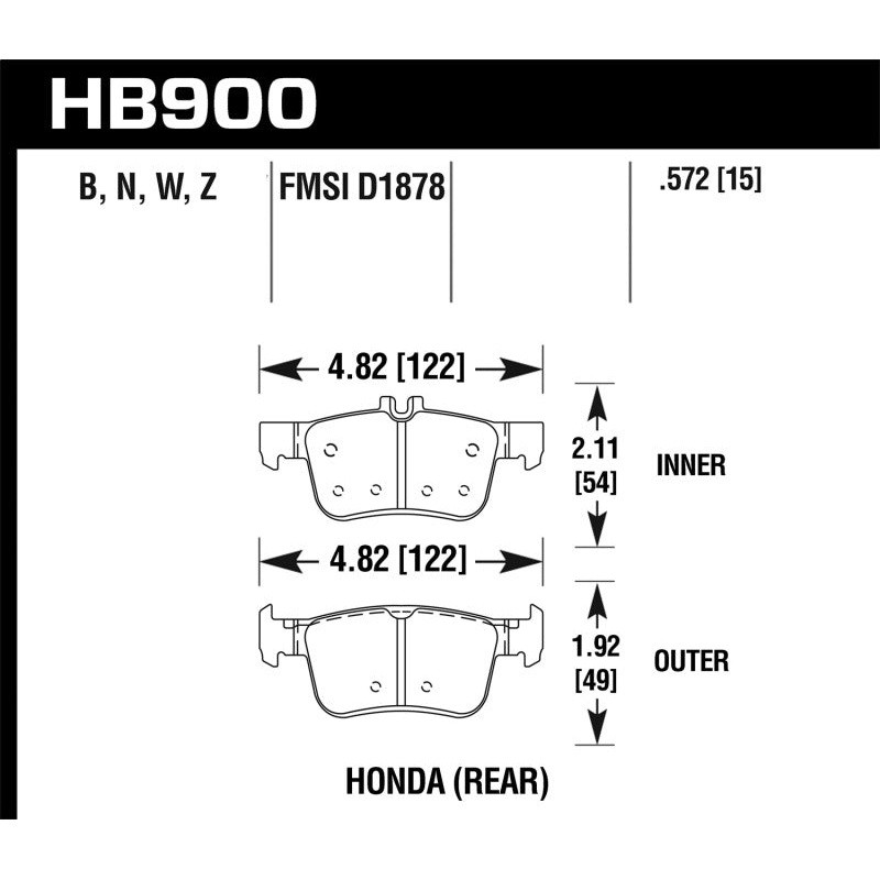 Hawk 16-17 Honda Civic Performance Ceramic Street Rear Brake Pads