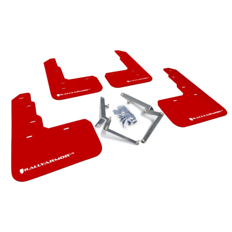 Rally Armor 17-18 Honda Civic Type R (Type R Only) UR Red Mud Flap w/ White Logo