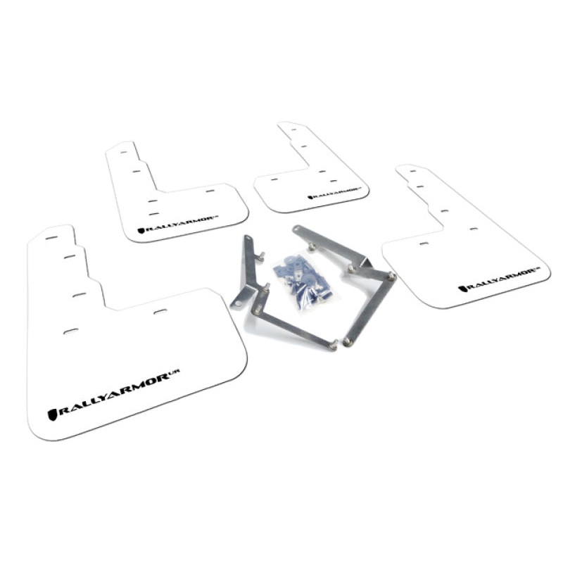 Rally Armor 17-18 Honda Civic Type R (Type R Only) UR White Mud Flap w/ Black Logo