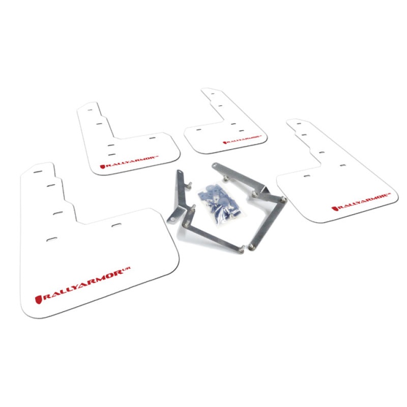Rally Armor 17-18 Honda Civic Type R (Type R Only) UR White Mud Flap w/ Red Logo