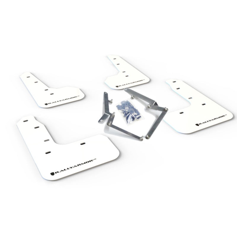 Rally Armor 17-19 Civic Sport Touring & Hatch Only UR White Mud Flap w/ Black Logo