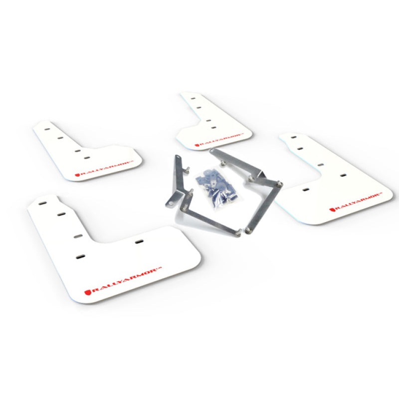 Rally Armor 17-19 Civic Sport Touring & Hatch only UR White Mud Flap w/ Red Logo