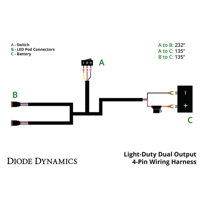 Light Duty Dual Output 4-pin Wiring Harness