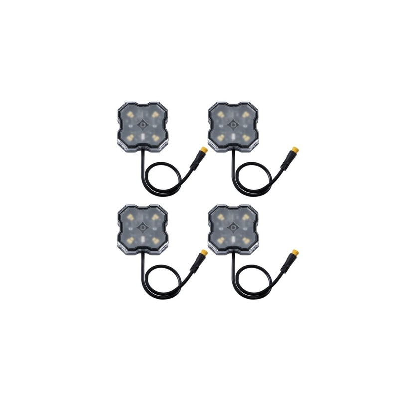 Diode Dynamics Stage Series Single-Color LED Rock Light (4-pack) White Clear