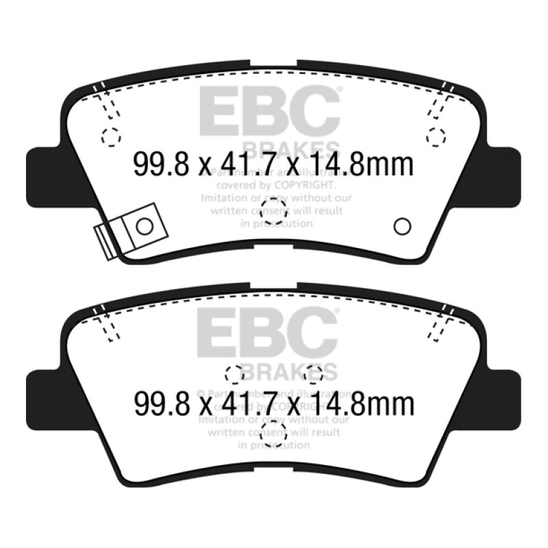 EBC 15+ Hyundai Sonata 1.6 Turbo (Elec Park Brake) Ultimax2 Rear Brake Pads