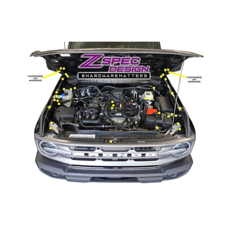 ZSPEC DESIGN “STAGE 3” DRESS-UP FASTENER KIT FOR 21+ FORD BRONCO 2.7L, TITANIUM & BILLET Black w/ Blue