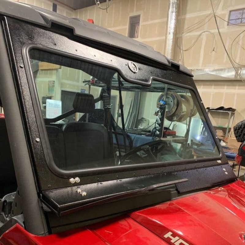 Can Am Defender Front Windshield No Wiper Textured Black Semi White Emblem