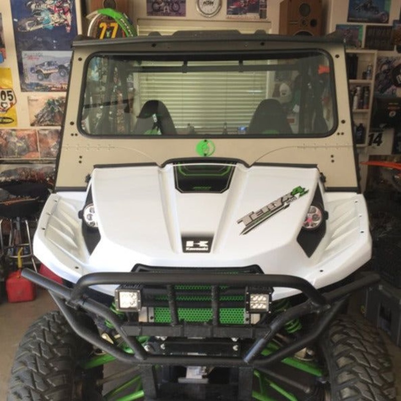 Kawasaki Teryx (2012-2015) Front Windshield No Wiper Textured Black Semi White Emblem