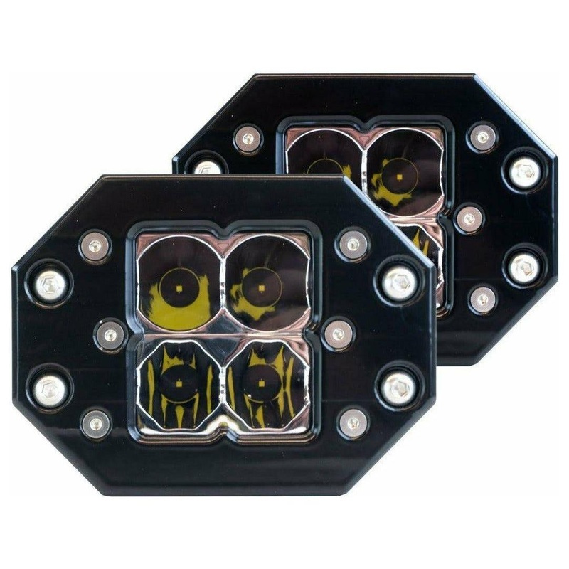 Quattro Flush Mount LED Light Pods (Pair) Clear Lens Combo Beam Pattern No Wiring Harness