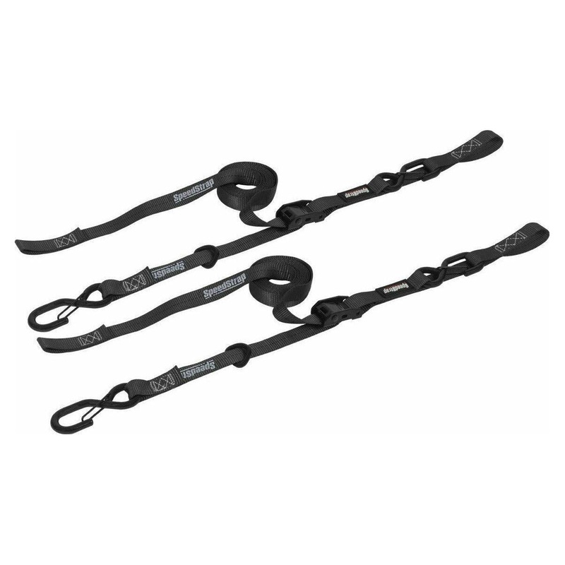 1″x10′ Cam-Lock Tie Down with Snap S Hooks and Soft-Tie (2 Pack) (GARAGE SALE) Black